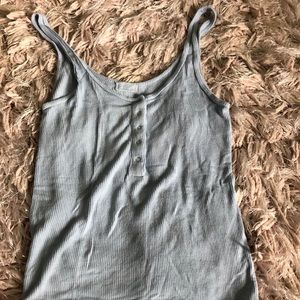 Light Blue John Galt Button Up Tank Top